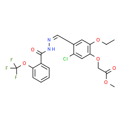 ChemSpider 2D Image | Methyl {5-chloro-2-ethoxy-4-[(Z)-{[2-(trifluoromethoxy)benzoyl]hydrazono}methyl]phenoxy}acetate | C20H18ClF3N2O6