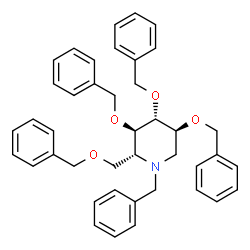 ChemSpider 2D Image | (2R,3R,4R,5S)-1-Benzyl-3,4,5-tris(benzyloxy)-2-[(benzyloxy)methyl]piperidine | C41H43NO4