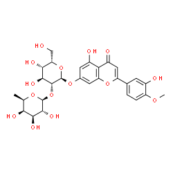 ChemSpider 2D Image | 5-Hydroxy-2-(3-hydroxy-4-methoxyphenyl)-4-oxo-4H-chromen-7-yl 2-O-(6-deoxy-beta-D-galactopyranosyl)-alpha-L-idopyranoside | C28H32O15