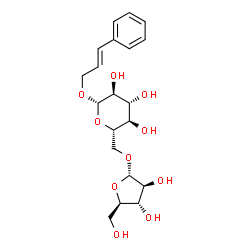 ChemSpider 2D Image | (2E)-3-Phenyl-2-propen-1-yl 6-O-alpha-D-arabinofuranosyl-beta-L-glucopyranoside | C20H28O10