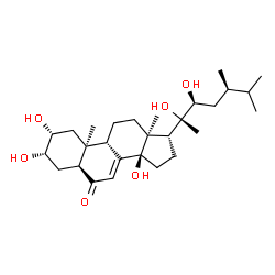 ChemSpider 2D Image | (2alpha,3alpha,5alpha,9beta,10alpha,13alpha,14beta,17alpha,20S,22S,24R)-2,3,14,20,22-Pentahydroxyergost-7-en-6-one | C28H46O6