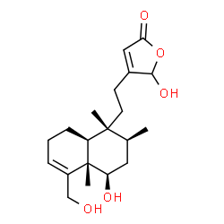 ChemSpider 2D Image | 5-Hydroxy-4-{2-[(1R,2S,4R,4aS,8aS)-4-hydroxy-5-(hydroxymethyl)-1,2,4a-trimethyl-1,2,3,4,4a,7,8,8a-octahydro-1-naphthalenyl]ethyl}-2(5H)-furanone | C20H30O5
