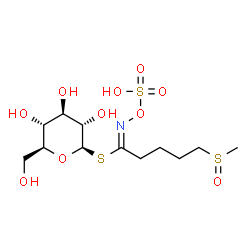 ChemSpider 2D Image | 1-S-[(1E)-5-(Methylsulfinyl)-N-(sulfooxy)pentanimidoyl]-1-thio-beta-L-glucopyranose | C12H23NO10S3