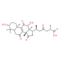 ChemSpider 2D Image | (3alpha,5xi,10alpha,12alpha,13alpha,14beta,17alpha,20S,25S)-3,12-Dihydroxy-7,11,15,23-tetraoxolanost-8-en-26-oic acid | C30H42O8