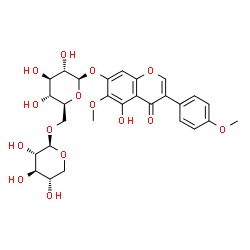 ChemSpider 2D Image | 5-Hydroxy-6-methoxy-3-(4-methoxyphenyl)-4-oxo-4H-chromen-7-yl 6-O-beta-L-xylopyranosyl-beta-L-glucopyranoside | C28H32O15