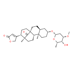 ChemSpider 2D Image | (1S,4S,6R,9R,10S,13S,14S)-9,13-Dimethyl-17-oxo-14-(5-oxo-2,5-dihydro-3-furanyl)tetracyclo[11.3.1.0~1,10~.0~4,9~]heptadec-6-yl 2,6-dideoxy-3-O-methyl-beta-L-lyxo-hexopyranoside | C30H44O7