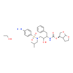 ChemSpider 2D Image | (3R)-Hexahydrofuro[2,3-b]furan-3-yl (4-{[(4-aminophenyl)sulfonyl](isobutyl)amino}-3-hydroxy-1-phenyl-2-butanyl)carbamate - ethanol (1:1) | C29H43N3O8S