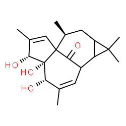 ChemSpider 2D Image | (4R,5R,6S,14S)-4,5,6-Trihydroxy-3,7,11,11,14-pentamethyltetracyclo[7.5.1.0~1,5~.0~10,12~]pentadeca-2,7-dien-15-one | C20H28O4