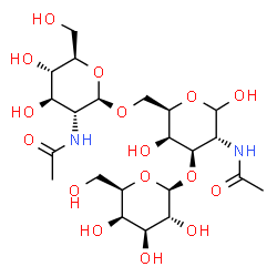 ChemSpider 2D Image | beta-D-Gal-(1->3)-[beta-D-GlcNAc-(1->6)]-D-GalNAc | C22H38N2O16