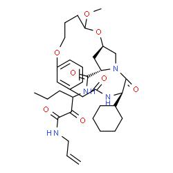 ChemSpider 2D Image | (5S,8S,10R)-N-[1-(Allylamino)-1,2-dioxo-3-hexanyl]-5-cyclohexyl-12-methoxy-3,6-dioxo-11,16-dioxa-4,7-diazatricyclo[15.3.1.1~7,10~]docosa-1(21),17,19-triene-8-carboxamide | C35H50N4O8
