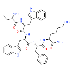 ChemSpider 2D Image | N-[(2S)-2-Aminobutanoyl]-D-tryptophyl-D-tryptophyl-L-phenylalanyl-L-lysinamide | C41H51N9O5