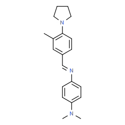 ChemSpider 2D Image | N,N-Dimethyl-4-{(E)-[3-methyl-4-(1-pyrrolidinyl)benzylidene]amino}aniline | C20H25N3