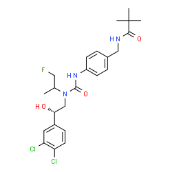 ChemSpider 2D Image | N-[4-({[(2S)-2-(3,4-Dichlorophenyl)-2-hydroxyethyl](1-fluoro-2-propanyl)carbamoyl}amino)benzyl]-2,2-dimethylpropanamide | C24H30Cl2FN3O3