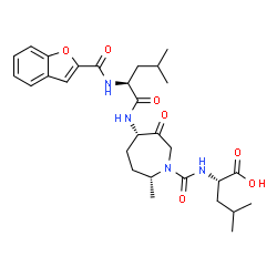 ChemSpider 2D Image | N-{[(2R,5S)-5-{[N-(1-Benzofuran-2-ylcarbonyl)-L-leucyl]amino}-2-methyl-6-oxo-1-azepanyl]carbonyl}-L-leucine | C29H40N4O7