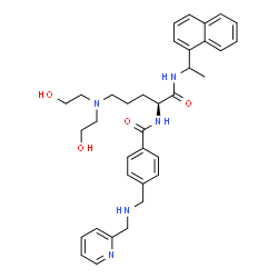 ChemSpider 2D Image | N-[(2S)-5-[Bis(2-hydroxyethyl)amino]-1-{[1-(1-naphthyl)ethyl]amino}-1-oxo-2-pentanyl]-4-{[(2-pyridinylmethyl)amino]methyl}benzamide | C35H43N5O4
