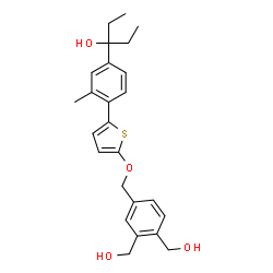 ChemSpider 2D Image | 3-[4-(5-{[3,4-Bis(hydroxymethyl)benzyl]oxy}-2-thienyl)-3-methylphenyl]-3-pentanol | C25H30O4S