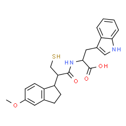 ChemSpider 2D Image | N-[2-(5-Methoxy-2,3-dihydro-1H-inden-1-yl)-3-sulfanylpropanoyl]tryptophan | C24H26N2O4S