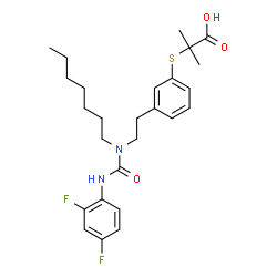 ChemSpider 2D Image | 2-{[3-(2-{[(2,4-Difluorophenyl)carbamoyl](heptyl)amino}ethyl)phenyl]sulfanyl}-2-methylpropanoic acid | C26H34F2N2O3S