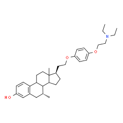 ChemSpider 2D Image | (7alpha,8xi,9xi,13xi,14xi)-21-{4-[2-(Diethylamino)ethoxy]phenoxy}-7-methyl-19-norpregna-1,3,5(10)-trien-3-ol | C33H47NO3