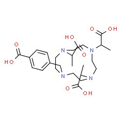 ChemSpider 2D Image | 4-{[4,7,10-Tris(1-carboxyethyl)-1,4,7,10-tetraazacyclododecan-1-yl]methyl}benzoic acid | C25H38N4O8
