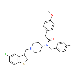 ChemSpider 2D Image | N-{1-[(5-Chloro-2,3-dihydro-1-benzothiophen-3-yl)methyl]-4-piperidinyl}-2-(4-methoxyphenyl)-N-(4-methylbenzyl)acetamide | C31H35ClN2O2S