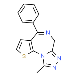 ChemSpider 2D Image | 9-Methyl-4-phenyl-6H-thieno[3,2-f][1,2,4]triazolo[4,3-a][1,4]diazepine | C15H12N4S