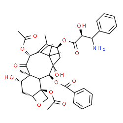 ChemSpider 2D Image | (2alpha,3xi,5beta,7beta,10beta,13alpha)-4,10-Diacetoxy-13-{[(2S)-3-amino-2-hydroxy-3-phenylpropanoyl]oxy}-1,7-dihydroxy-9-oxo-5,20-epoxytax-11-en-2-yl benzoate | C40H47NO13