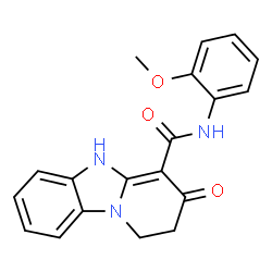 ChemSpider 2D Image | N-(2-Methoxyphenyl)-3-oxo-1,2,3,5-tetrahydropyrido[1,2-a]benzimidazole-4-carboxamide | C19H17N3O3