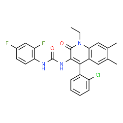 ChemSpider 2D Image | 1-[4-(2-Chlorophenyl)-1-ethyl-6,7-dimethyl-2-oxo-1,2-dihydro-3-quinolinyl]-3-(2,4-difluorophenyl)urea | C26H22ClF2N3O2