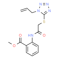 ChemSpider 2D Image | Methyl 2-({[(1-allyl-1H-tetrazol-5-yl)sulfanyl]acetyl}amino)benzoate | C14H15N5O3S