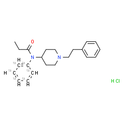 ChemSpider 2D Image | N-(~13~C_6_)Phenyl-N-[1-(2-phenylethyl)-4-piperidinyl]propanamide hydrochloride (1:1) | C1613C6H29ClN2O