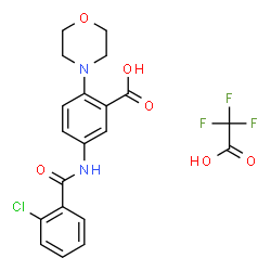 ChemSpider 2D Image | 5-[(2-Chlorobenzoyl)amino]-2-(4-morpholinyl)benzoic acid trifluoroacetate (1:1) | C20H18ClF3N2O6