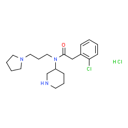 ChemSpider 2D Image | 2-(2-Chlorophenyl)-N-(3-piperidinyl)-N-[3-(1-pyrrolidinyl)propyl]acetamide hydrochloride (1:1) | C20H31Cl2N3O