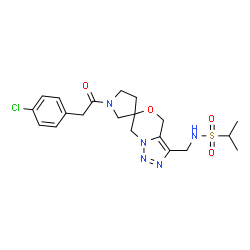 ChemSpider 2D Image | N-({1-[(4-Chlorophenyl)acetyl]-4'H-spiro[pyrrolidine-3,6'-[1,2,3]triazolo[5,1-c][1,4]oxazin]-3'-yl}methyl)-2-propanesulfonamide | C20H26ClN5O4S