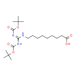 ChemSpider 2D Image | 9-(N',N''-Bis{[(2-methyl-2-propanyl)oxy]carbonyl}carbamimidamido)nonanoic acid | C20H37N3O6