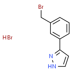 ChemSpider 2D Image | 3-[3-(Bromomethyl)phenyl]-1H-pyrazole hydrobromide (1:1) | C10H10Br2N2