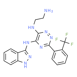 ChemSpider 2D Image | N~6~-(2-Aminoethyl)-N~5~-(1H-indazol-3-yl)-3-[2-(trifluoromethyl)phenyl]-1,2,4-triazine-5,6-diamine | C19H17F3N8