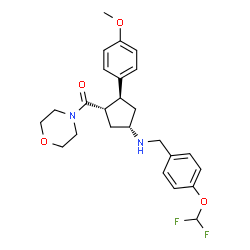 ChemSpider 2D Image | [(1S,2S,4S)-4-{[4-(Difluoromethoxy)benzyl]amino}-2-(4-methoxyphenyl)cyclopentyl](4-morpholinyl)methanone | C25H30F2N2O4