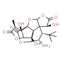 ChemSpider 2D Image | (6S,8S,9S,12R,16S,17R)-9-Amino-6,12,17-trihydroxy-16-methyl-8-(2-methyl-2-propanyl)-2,4,14,19-tetraoxahexacyclo[8.7.2.0~1,11~.0~3,7~.0~7,11~.0~13,17~]nonadecane-5,15,18-trione | C20H25NO10