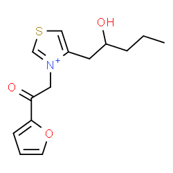 ChemSpider 2D Image | 3-[2-(2-Furyl)-2-oxoethyl]-4-(2-hydroxypentyl)-1,3-thiazol-3-ium | C14H18NO3S