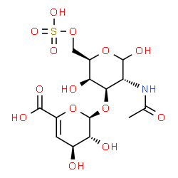 ChemSpider 2D Image | 2-Acetamido-2-deoxy-3-O-(4-deoxy-alpha-L-threo-hex-4-enopyranuronosyl)-6-O-sulfo-D-galactopyranose | C14H21NO14S