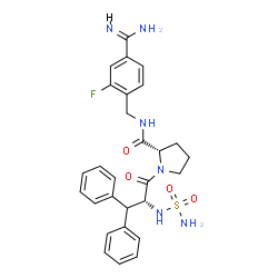 ChemSpider 2D Image | beta-Phenyl-N-sulfamoyl-D-phenylalanyl-N-(4-carbamimidoyl-2-fluorobenzyl)-L-prolinamide | C28H31FN6O4S