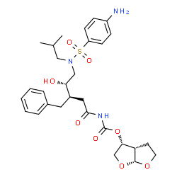 ChemSpider 2D Image | (3R,3aS,6aR)-Hexahydrofuro[2,3-b]furan-3-yl [(3R,4S)-5-{[(4-aminophenyl)sulfonyl](isobutyl)amino}-3-benzyl-4-hydroxypentanoyl]carbamate | C29H39N3O8S