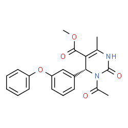 ChemSpider 2D Image | Methyl (4R)-3-acetyl-6-methyl-2-oxo-4-(3-phenoxyphenyl)-1,2,3,4-tetrahydro-5-pyrimidinecarboxylate | C21H20N2O5