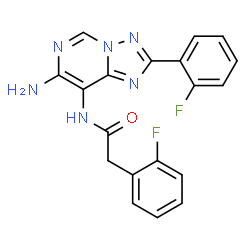ChemSpider 2D Image | N-[7-Amino-2-(2-fluorophenyl)[1,2,4]triazolo[1,5-c]pyrimidin-8-yl]-2-(2-fluorophenyl)acetamide | C19H14F2N6O
