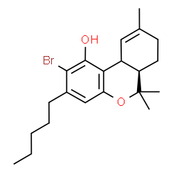 ChemSpider 2D Image | (6aR)-2-Bromo-6,6,9-trimethyl-3-pentyl-6a,7,8,10a-tetrahydro-6H-benzo[c]chromen-1-ol | C21H29BrO2