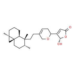 ChemSpider 2D Image | (5S)-5-Hydroxy-4-(5-{2-[(1aR,4aS,5R,6R,8aR)-1a,5,6-trimethyldecahydrocyclopropa[d]naphthalen-5-yl]ethyl}-3,6-dihydro-2H-pyran-2-yl)-2(5H)-furanone | C25H36O4