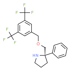 ChemSpider 2D Image | (2R)-2-({[3,5-Bis(trifluoromethyl)benzyl]oxy}methyl)-2-phenylpyrrolidine | C20H19F6NO