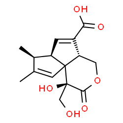 ChemSpider 2D Image | (4R,7S,7aR,9aR)-4-Hydroxy-4-(hydroxymethyl)-6,7-dimethyl-3-oxo-1,3,4,7,7a,9a-hexahydropentaleno[1,6a-c]pyran-9-carboxylic acid | C15H18O6