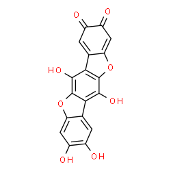 ChemSpider 2D Image | 6,8,9,12-Tetrahydroxybenzo[b][1]benzofuro[2,3-f][1]benzofuran-2,3-dione | C18H8O8